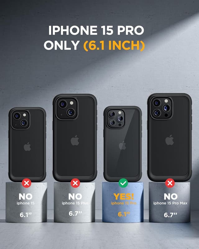 Detalle 2 de Miracase Glass Case for iPhone 15 Pro (6.1-inch) with 9H Tempered Glass Screen + Camera Lens Protector