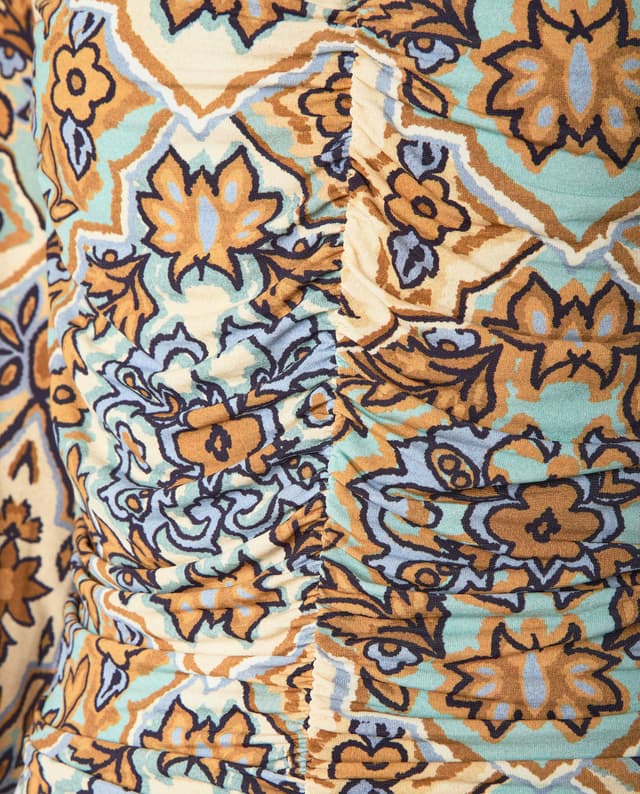 Thumbnail 3 de FARM Rio Vestido largo estampado azul y dorado