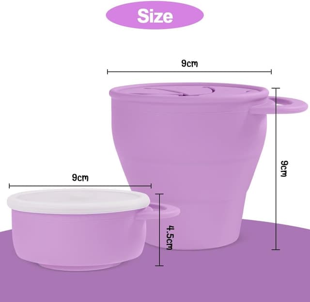 Thumbnail 1 de Vicloon Tazza per Spuntino in silicone 350 ml con coperchio a petali e maniglia, viola (anti-rovesciamento)