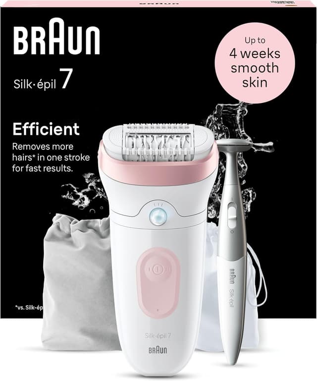 Detalle de Braun Silk-épil 7 7-210 Bianco/Rosa – epilatore donna Wet & Dry con testina ampia e Bikini Styler