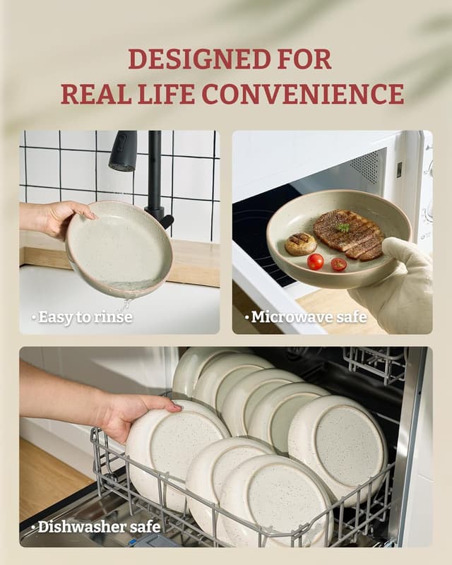 Detalle 2 de famiware Milkyway 33 oz Bowl Set (Set of 4) — double reactive glazed pasta & salad bowls, speckled green