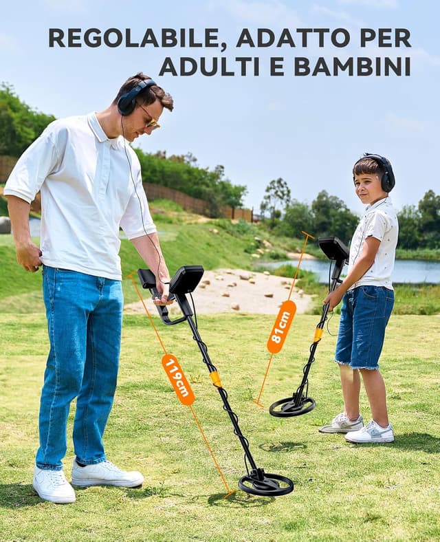Detalle de SUNPOW MD13 metal detector professionale con bobina IP68, display LCD grande e 4 modalità (kit)