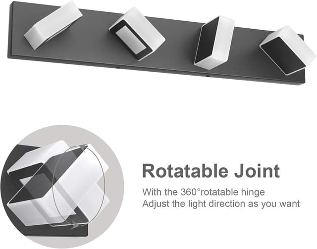 Detalle de Ralbay LED Black 4-Light Acrylic Vanity Light Fixtures (Modern Matte Black) for Bathroom