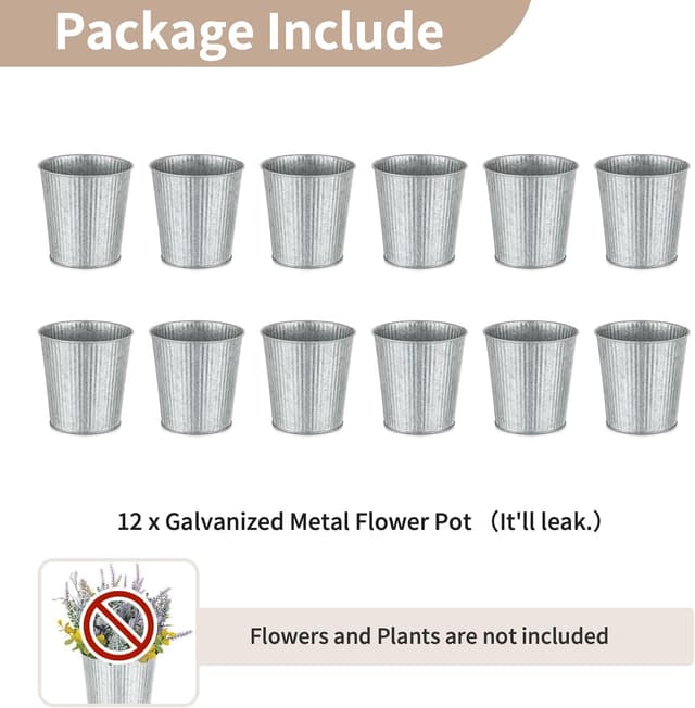 Thumbnail 6 de NUPTIO 13 cm Rustic Metal Planters 12 Pack