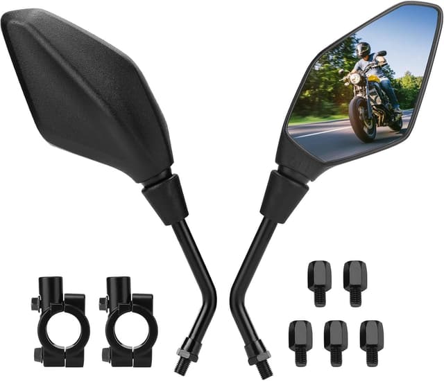 KEMIMOTO motorbike mirror set with E mark, universal 7/8 inch fit (2 pack)