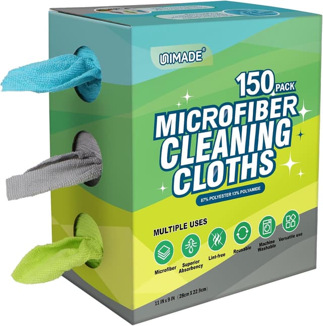 Detalle de UNIMADE Microfiber Cleaning Cloth 150 pack 🧽