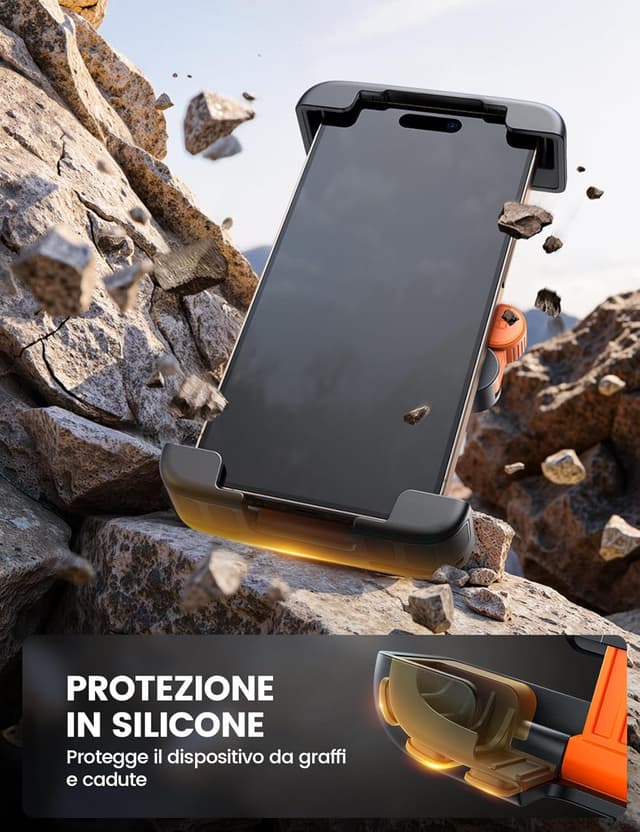 Detalle 2 de Lamicall supporto telefono per bicicletta con silicone e rotazione 360° (1S, bloccaggio one-click) per smartphone 6–7