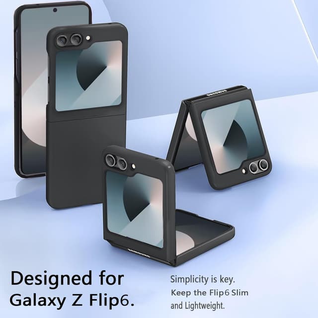 Detalle 2 de WEYNRBOX Hülle für Samsung Galaxy Z Flip 6 – Hard-Case aus PC mit 2x Displayschutzfolie (schwarz)