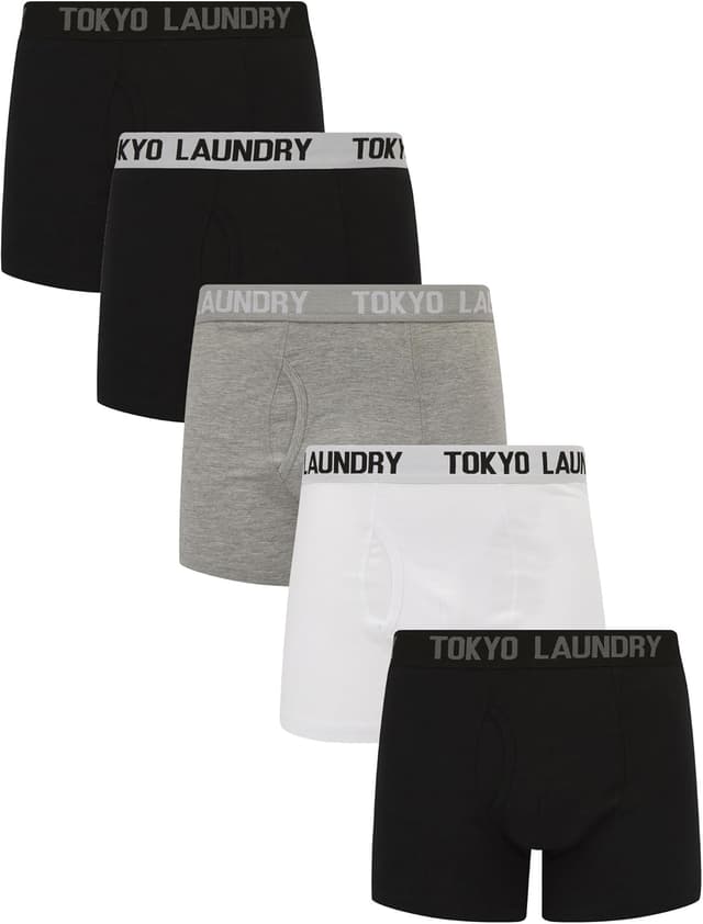 Detalle de Tokyo Laundry Men’s 5 Pack Gift Box Stretch Cotton Boxer Shorts Set