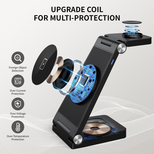 Thumbnail 6 de 2026 Traveling Wireless Mag-Safe Fast Charging Station (3-in-1 Foldable) for iPhone, Apple Watch & AirPods