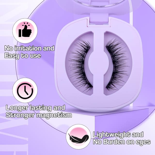 Detalle de Lanflower Magnetic Eyelashes with Applicator (Natural Look, No-Glue)