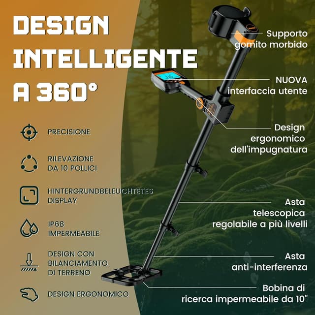 Detalle de Metal Detector 10" ricaricabile 2000mAh