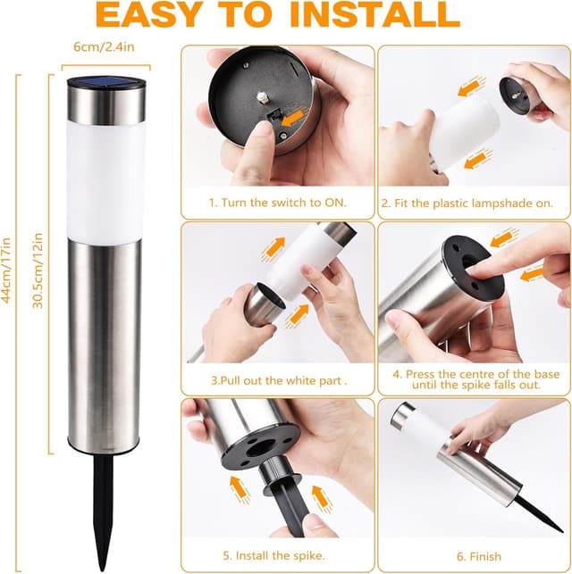 Detalle de Joomer Solar Pathway Lights 4 Pack IP65