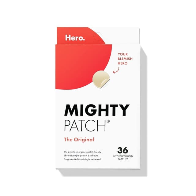 Detalle de Hero Cosmetics Mighty Patch Original hydrocolloid acne patches 36-pack 🩹