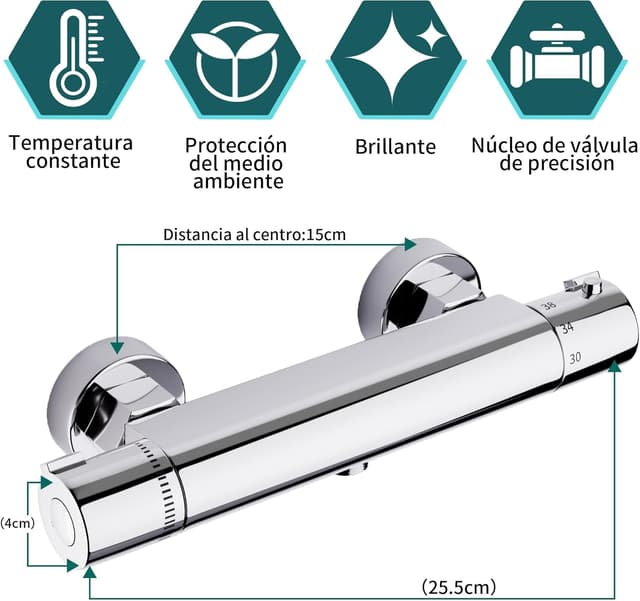 Detalle 2 de MORADO Grifo Ducha Termostático 38°C