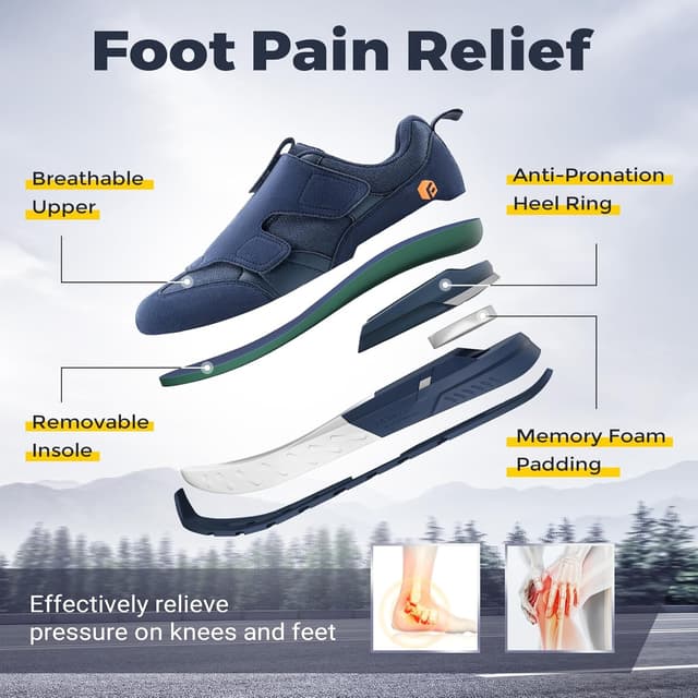 Detalle 2 de FitVille Mens Extra Wide Fit Rebound Core V10 Trainers for Swollen Feet, Plantar Fasciitis & Flat Feet