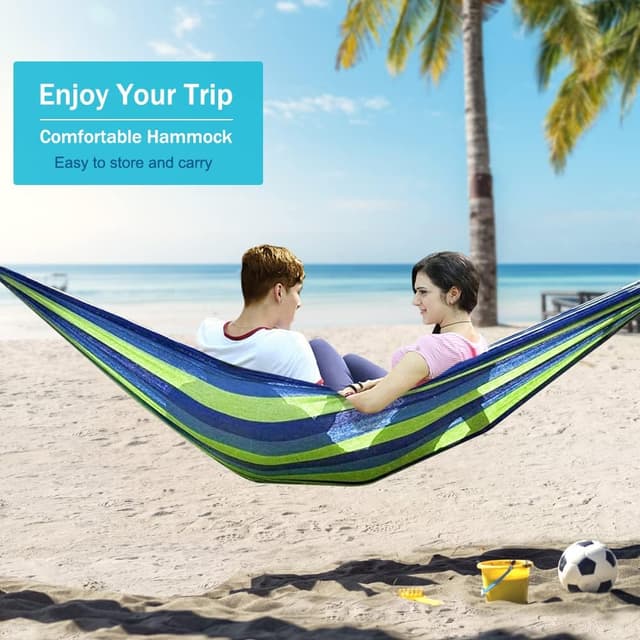 Detalle de MOSFiATA 275x155cm Hammock with Spreader Bars and Thick Canvas (up to 550 lb) for garden camping