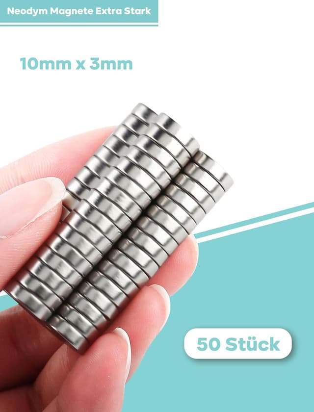 Detalle de 50x Neodym-Magnete Miangsy (10 x 3 mm) für Magnettafel, Kühlschrank und DIY
