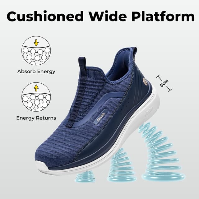 Detalle 2 de FitVille Men’s Wide Fit Slip-On Trainers (Extra Wide) with High Rebound cushioning