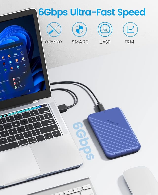 Thumbnail 1 de ORICO Boîtier disque dur 2,5" USB C 3.1 Gen 2 (Bleu, 25PW1-C) — SATA vers externe jusqu’à 6 Gbps, sans outils
