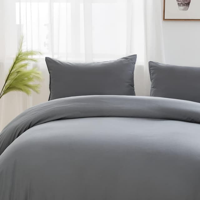 Detalle 2 de Parure de lit AYSW 16 couleurs : housse de couette 140x200 cm + taie 65x65 cm en microfibre grise