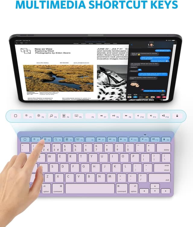 Detalle de OMOTON Bluetooth Wireless Keyboard for iOS (UK QWERTY) – Purple