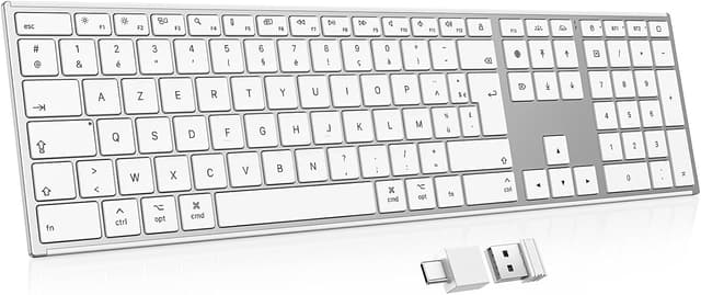 Detalle de OMOTON Clavier sans fil aluminium pour Mac rétroéclairé AZERTY (2,4G & Bluetooth)