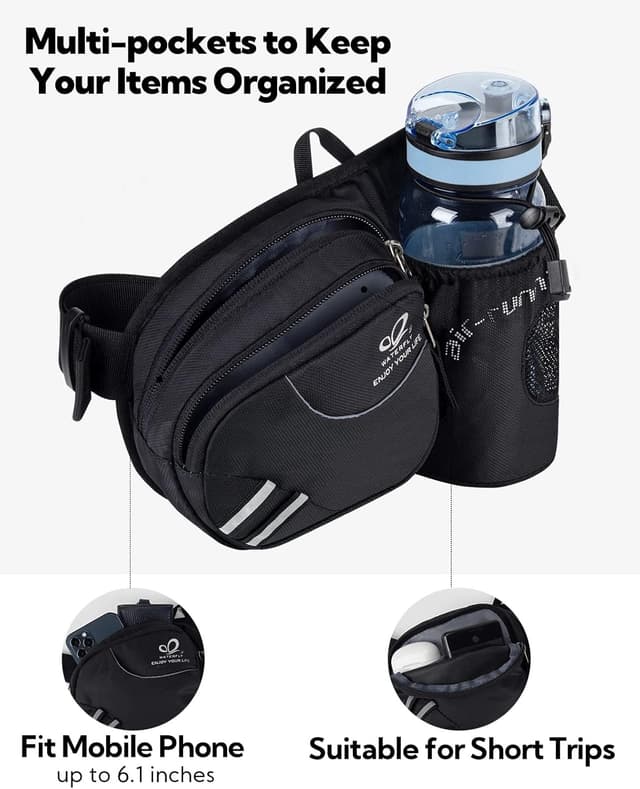 Detalle de Waterfly Gürteltasche Bauchtasche mit Flaschenhalter (atmungsaktiv, wasserdicht) für Damen und Herren