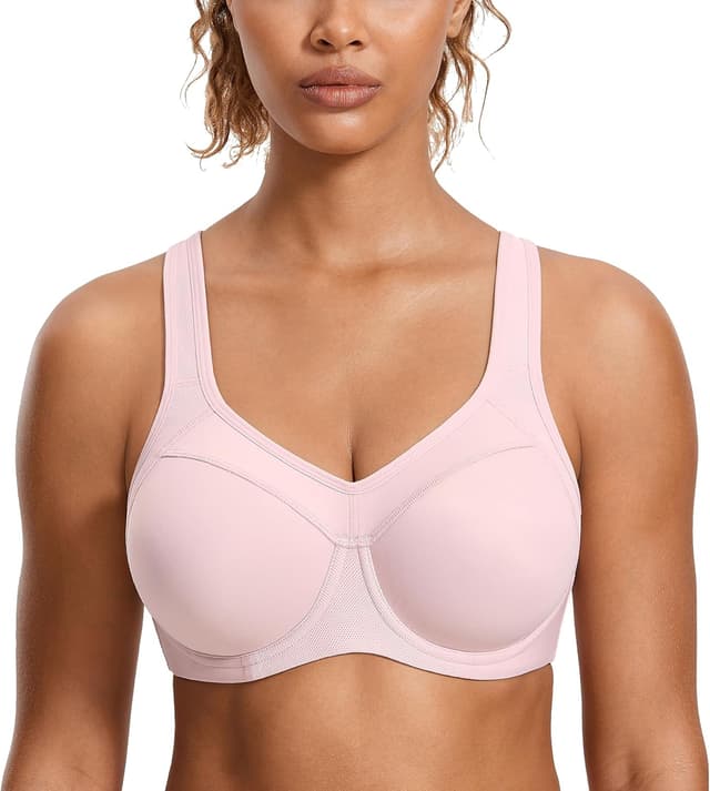 Detalle 2 de SYROKAN Damen Sport-BH mit Bügel, Push-up und Ringerrücken – starker Halt für Fitness & Joggen