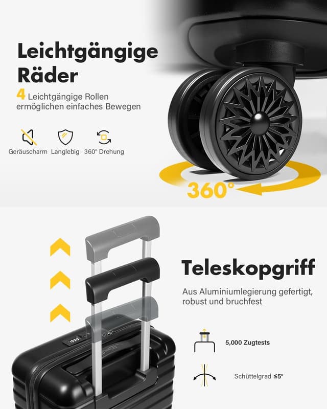 Detalle de Lekesky Handgepäck Koffer 45x36x20 cm (25 l) – Trolley mit TSA-Schloss und 360°-Rollen