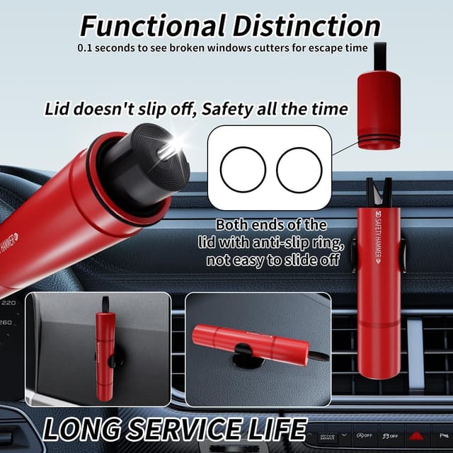 Detalle de Tierwarf Car Safety Hammer 2-in-1 window breaker & seatbelt cutter (2 pack)