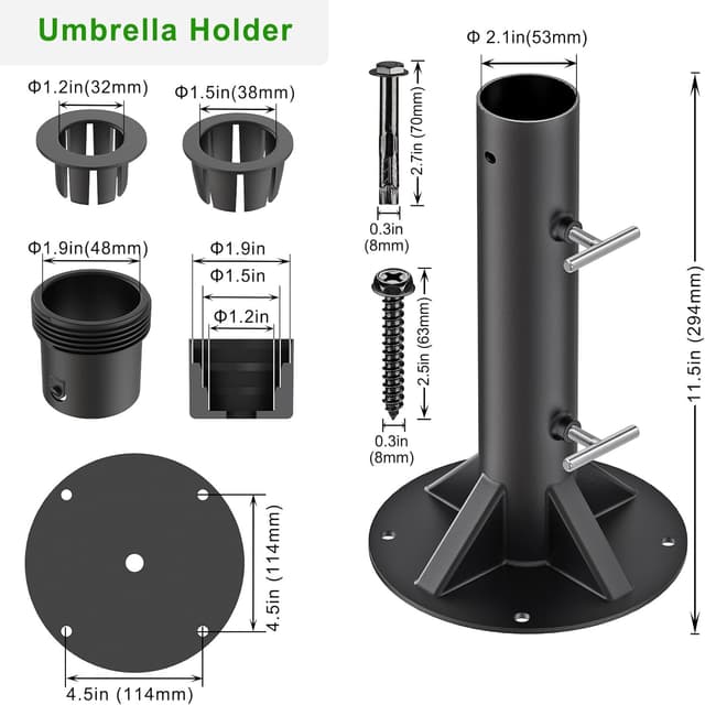 Thumbnail 1 de Lifeswell Schirmständer für Sonnenschirm am Balkon & Deck – Außendeckhalterung für Stangen bis 2 Zoll
