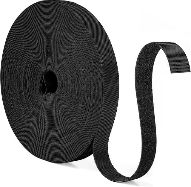 Detalle de Gemi 20 m Klettband (20 mm) als Kabelbinder, zuschneidbar und wiederverwendbar – schwarz