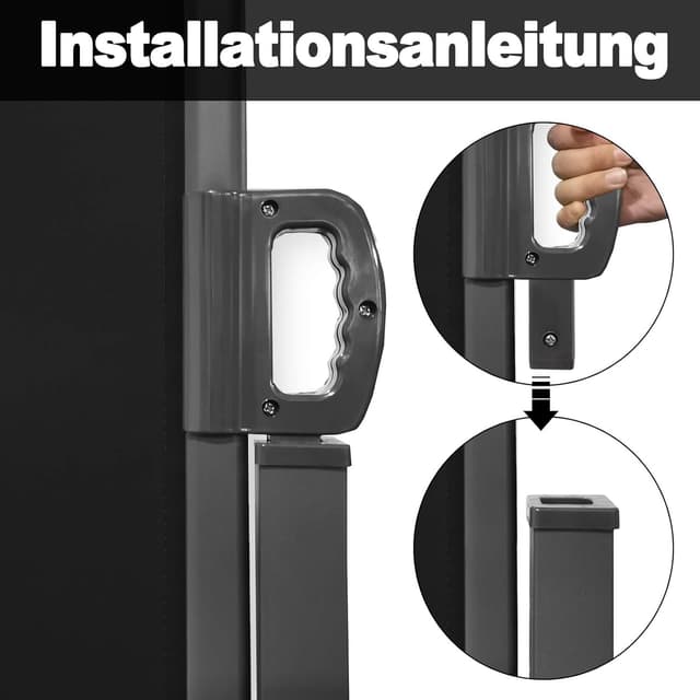 Detalle de LZQ Seitenmarkise als Wind- und Sichtschutz aus Polyester – Anthrazit, 200 x 600 cm