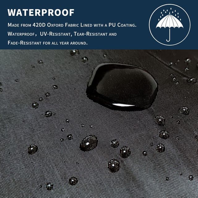 Detalle de PATIO PLUS Large Round Garden Table Furniture Cover (420D Oxford, 300x90cm) – waterproof & windproof outdoor protection