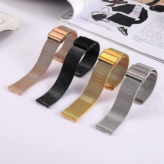 Detalle de MUENShop 20mm Quick-Release Stainless Steel Mesh Watch Strap (Compatible with Samsung Galaxy Watch 3/Active 2 and more)