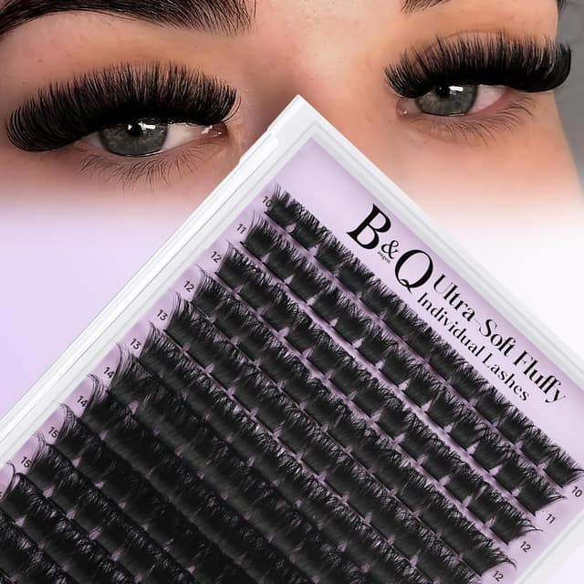 Detalle de B&Q Fluffy Lash Clusters Thick 200D (Volume Lash Extensions), D Curl, 10–18mm