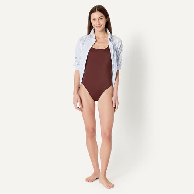 Detalle de Amazon Essentials Femme maillot de bain une pièce échancré à dos croisé
