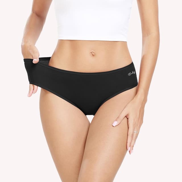 Detalle 2 de Anqier Damen-Unterhosen im 6er-Pack aus Baumwolle (95 % Baumwolle/5 % Elasthan) – bequeme Hipster-Slips