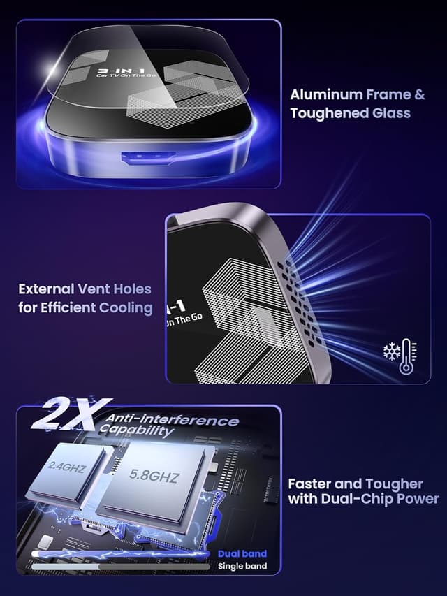 Detalle de 3-in-1 Wireless CarPlay Adapter 2026 (Android Auto & HDMI Input) for 2016+ Cars - Black