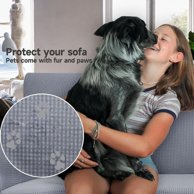 Detalle de Ystyle Housse canapé 3 places gris clair