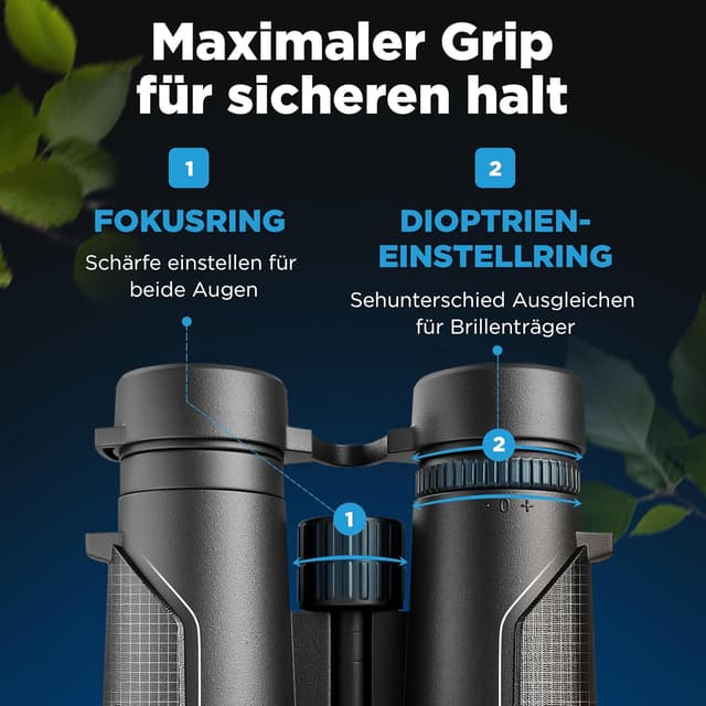 Detalle 2 de AlpinSpirit 10x42 Fernglas inkl. Tasche & Zubehör – kompakt, leicht und für Brillenträger gedacht