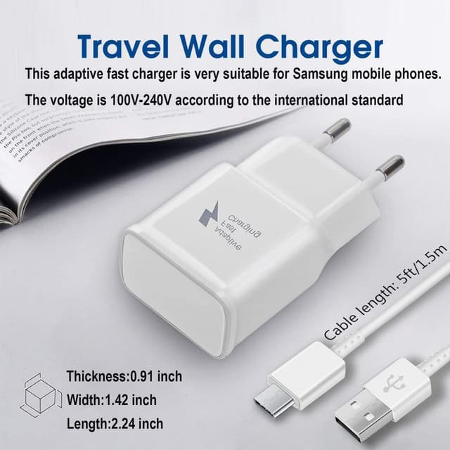 Detalle de Caricabatterie USB per Samsung con cavo USB-C 1,5 m: compatibile S23/S22/S21/S20 e molti altri modelli
