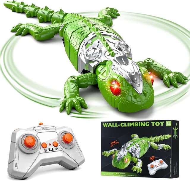 Detalle de QASUN rechargeable wall-climbing gecko RC robot toy (LED eyes) for 3–10-year-olds
