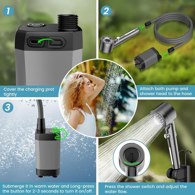 Detalle de Portable camping shower with 6000mAh