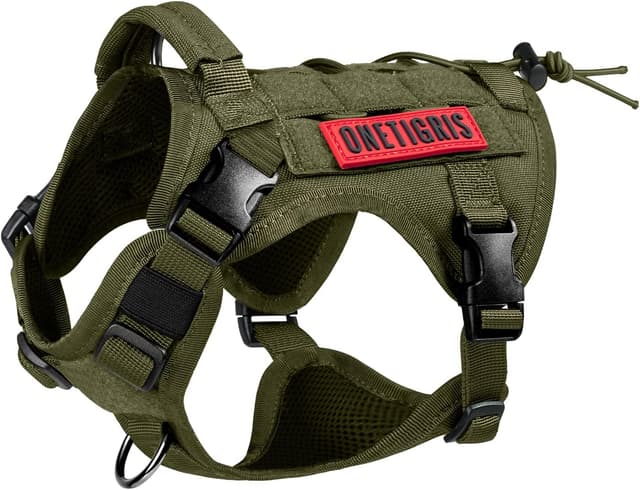 Detalle de OneTigris Tactical Dog Harness Vest (No-Pull) with Hook & Loop Panels, Adjustable Vest Harness – S, Green