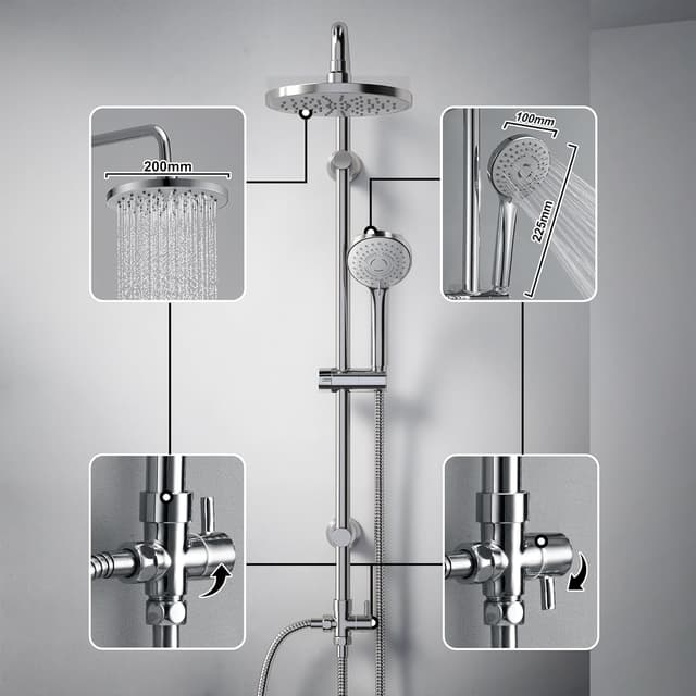 Detalle 2 de JOHO Colonna doccia in acciaio inox con soffione 20 cm