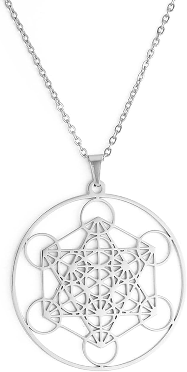 Detalle de EUEAVAN Metatrons Würfel Halskette mit Metatron-Quader-Anhänger – spirituelles Schutzsymbol