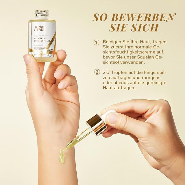 Detalle de ANAiRUi Gesichts-Öl mit Kurkuma, Squalan und Vitamin C (30 ml)