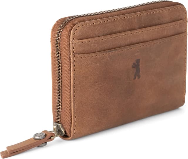 Detalle de Berliner Bags Elsa Petit Portefeuille en cuir marron avec protection RFID, format compact